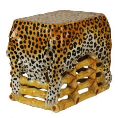 Retro Italian Ceramic Leopard Hide Side Table