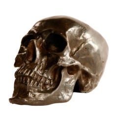 Vintage Lifesize Cast Bronze Patina Skull