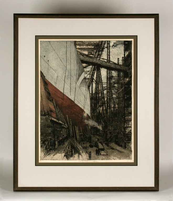 Large scale Luigi Kasimir (1881-1962) Color Etching