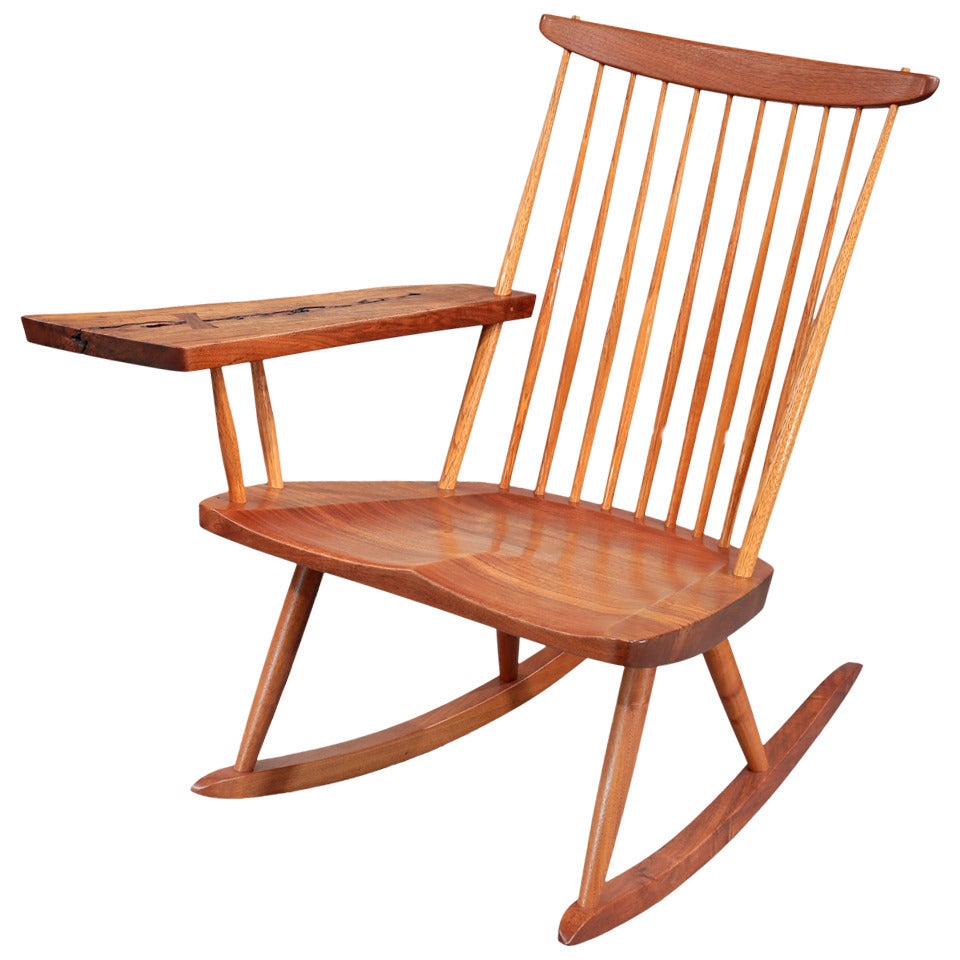 Rocking Chair with Dramatic Free Form Arm by George Nakashima, 1973