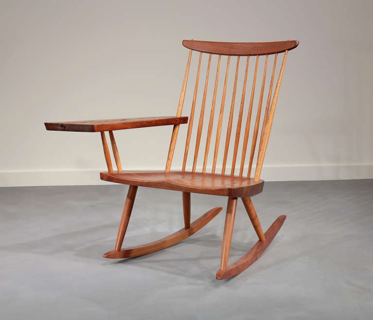 Rocking Chair with Dramatic Free Form Arm by George Nakashima, 1973 In Excellent Condition In Philadelphia, PA
