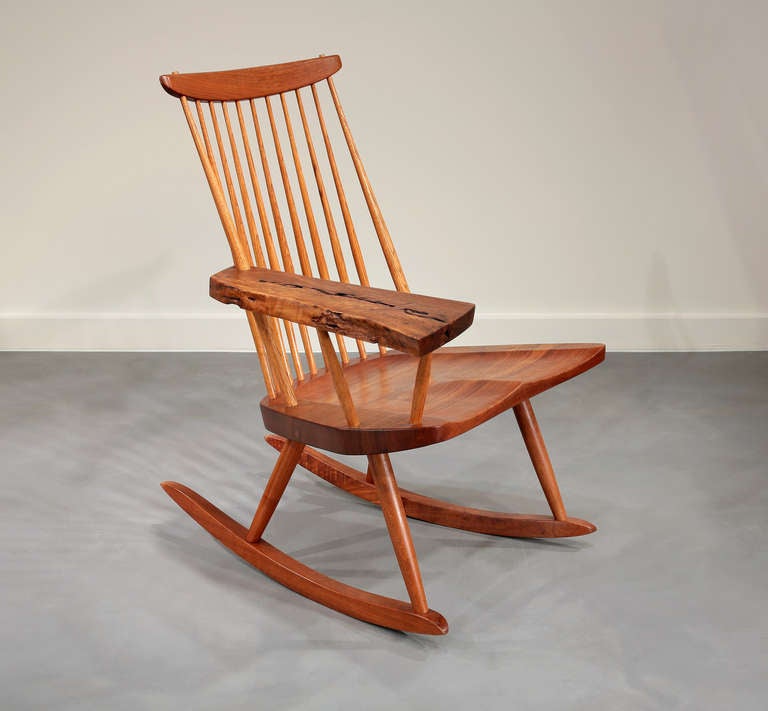 Late 20th Century Rocking Chair with Dramatic Free Form Arm by George Nakashima, 1973
