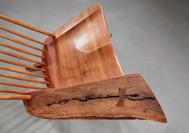 American Rocking Chair with Dramatic Free Form Arm by George Nakashima, 1973