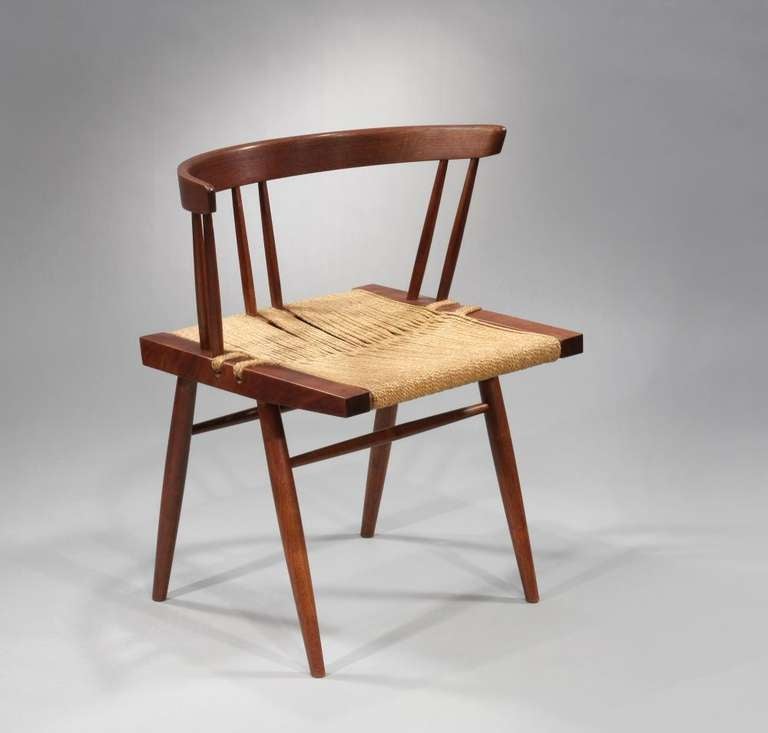 Classic and innovative chair design by George Nakashima - American black walnut and sea-grass. Available individually or in sets.