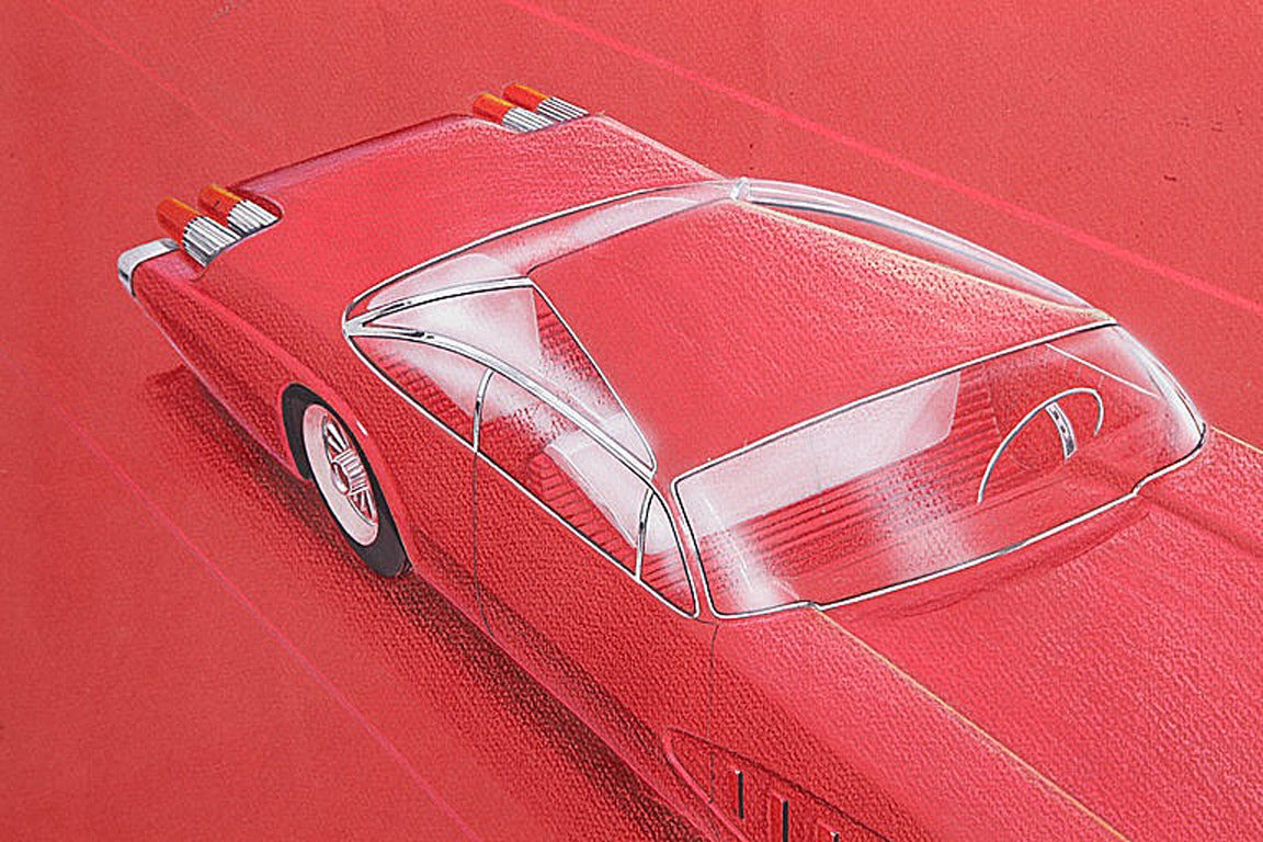 Original Concept Car Rendering by Al Borst, 1959 In Excellent Condition For Sale In Philadelphia, PA