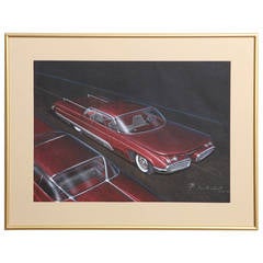 Vintage Original Concept Car Rendering by Al Borst, 1959
