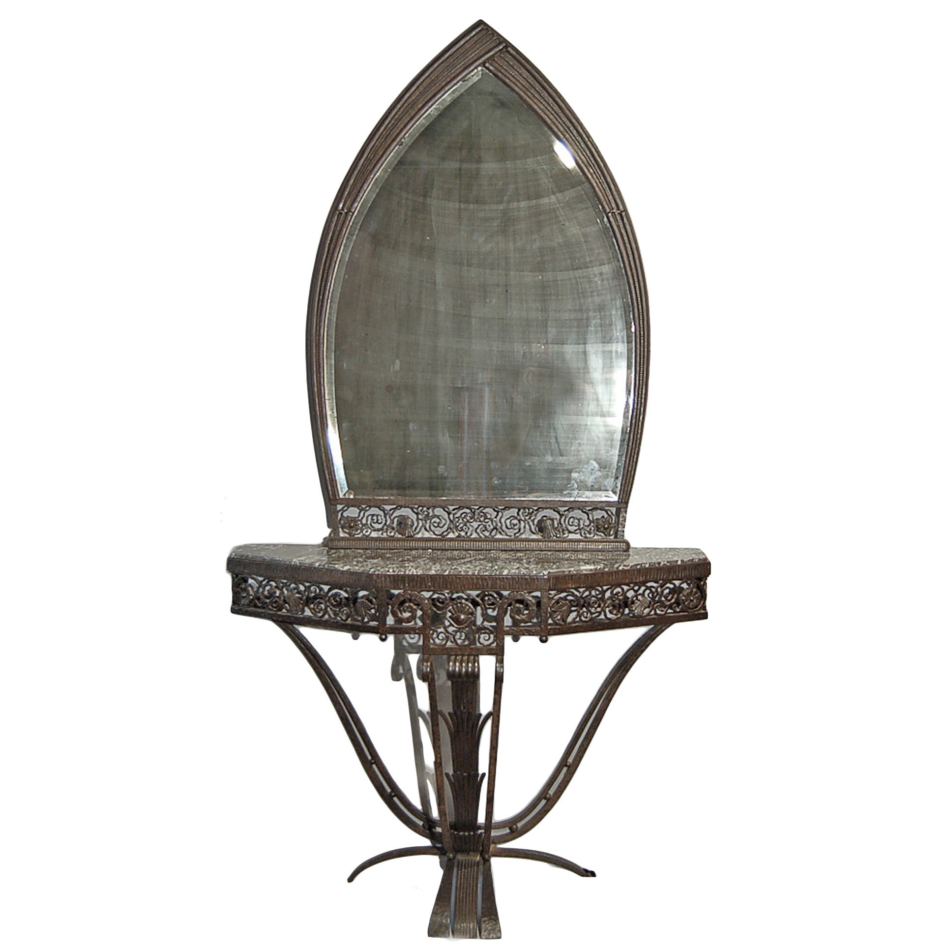 Console and Mirror by Paul Kiss, Signed, circa 1927 For Sale