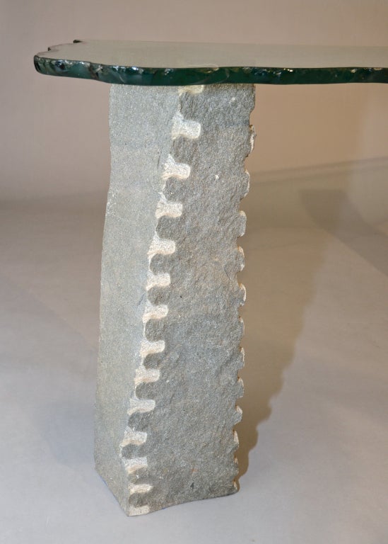 Stone and Free-Edge Glass Console