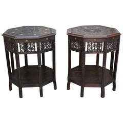 Pair of Carved Inlaid Syrian Tables