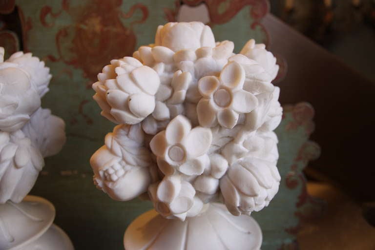 Other Pair of Alabaster Floral Finials circa 1900