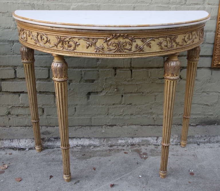 Italian Painted & Parcel Gilt Console with Marble Top