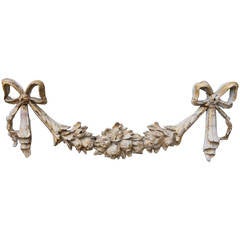French Carved Painted Garland with Bows