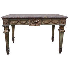 19th Century Louis XVI Style Painted and Parcel-Gilt Console
