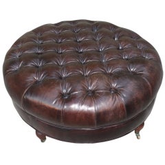 Leather Tufted Ottoman