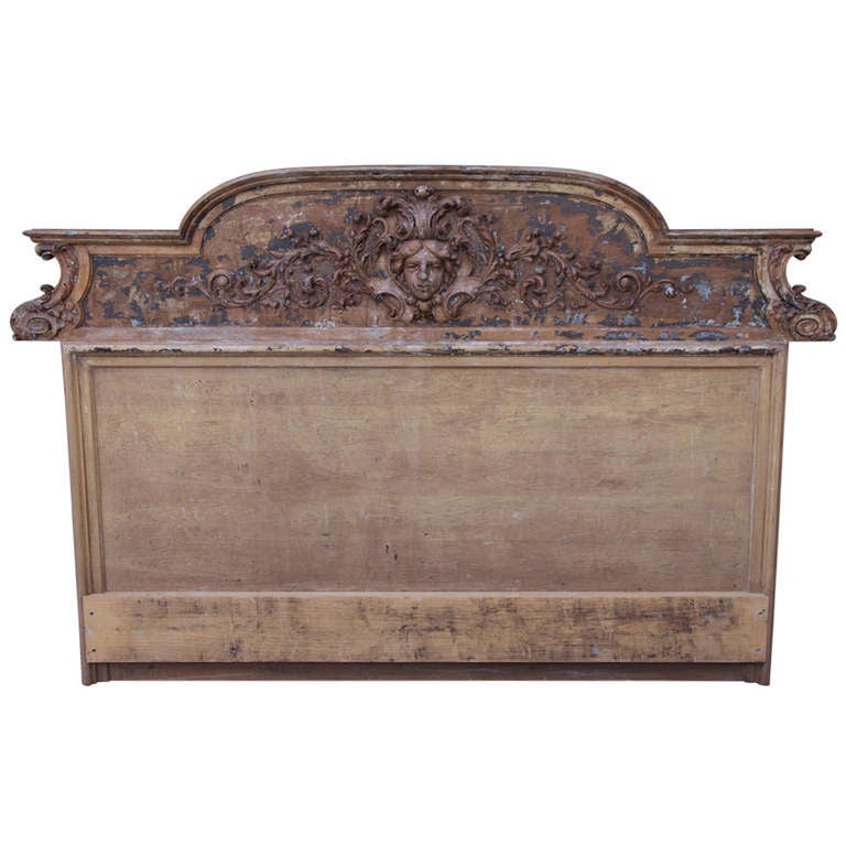 Italian Carved Headboard of Carved Face circa 1900 at 1stdibs