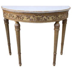 Italian Painted & Parcel Gilt Console with Marble Top