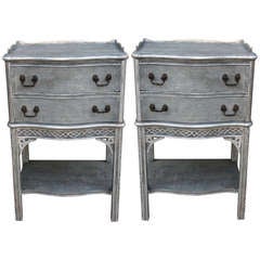 Pair of Chippendale Style Painted & Silver Gilt Tables