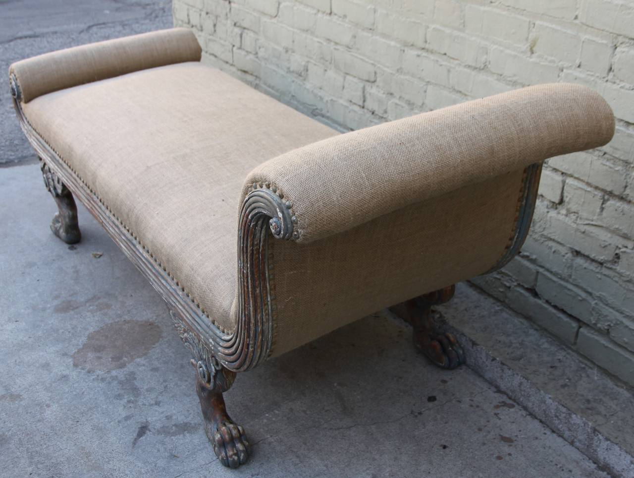 American Painted Chaise, circa 1920 In Distressed Condition In Los Angeles, CA