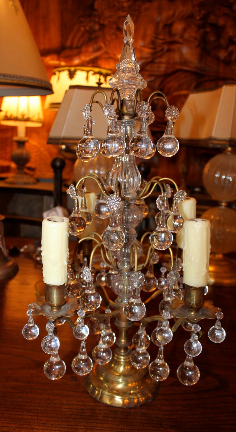 Pair of Crystal Drop Girandles C. 1900's