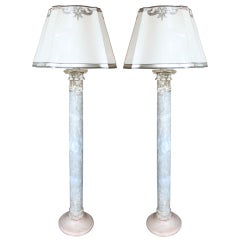 Antique Italian Painted Standing Lamps, Pair