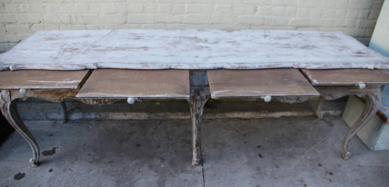 19th Century French Painted Table with Drawers and Pull-Outs 2