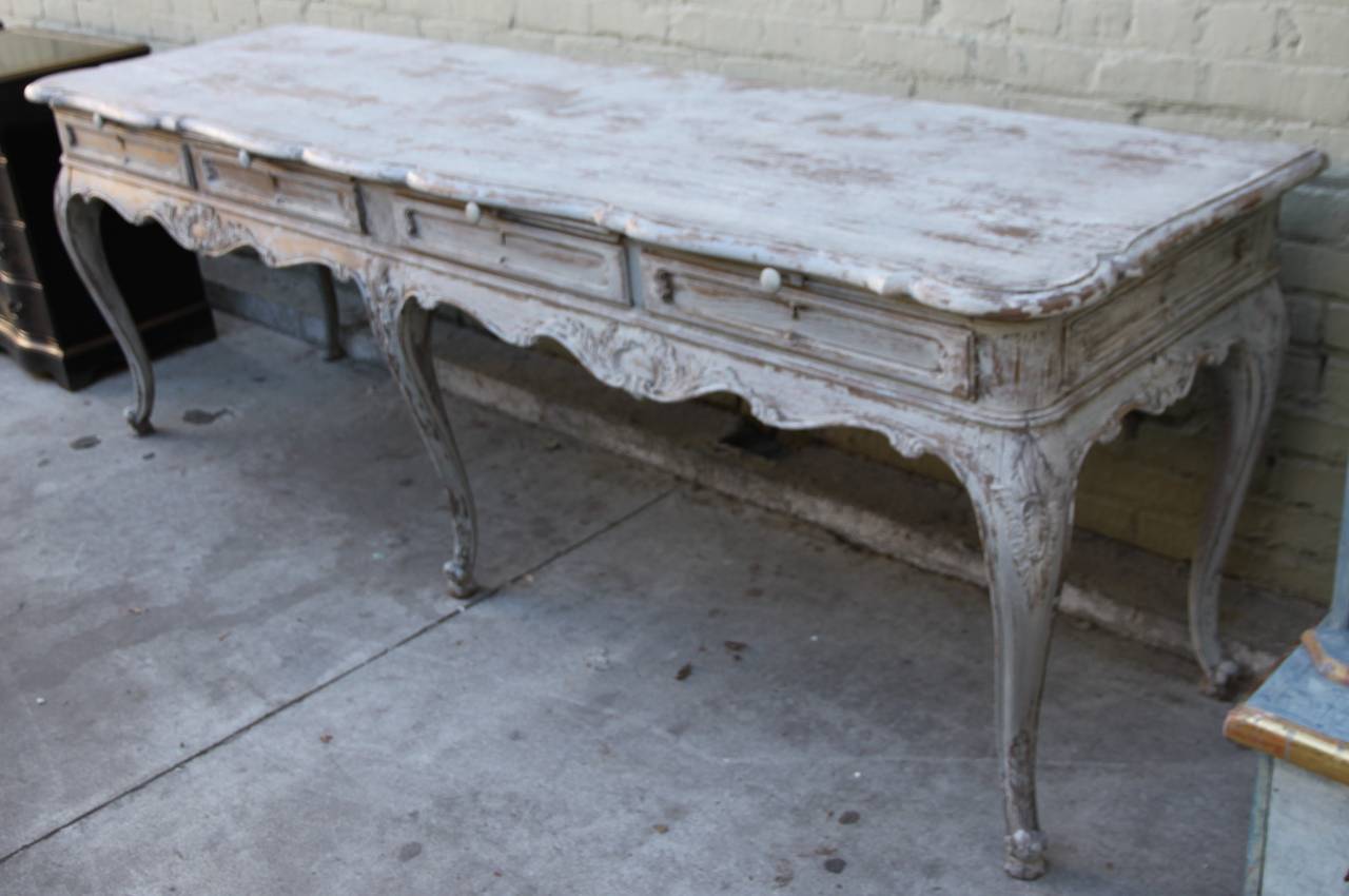 19th Century French Painted Table with Drawers and Pull-Outs 3