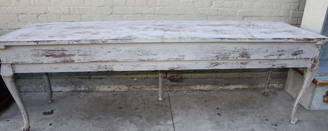 19th Century French Painted Table with Drawers and Pull-Outs 4