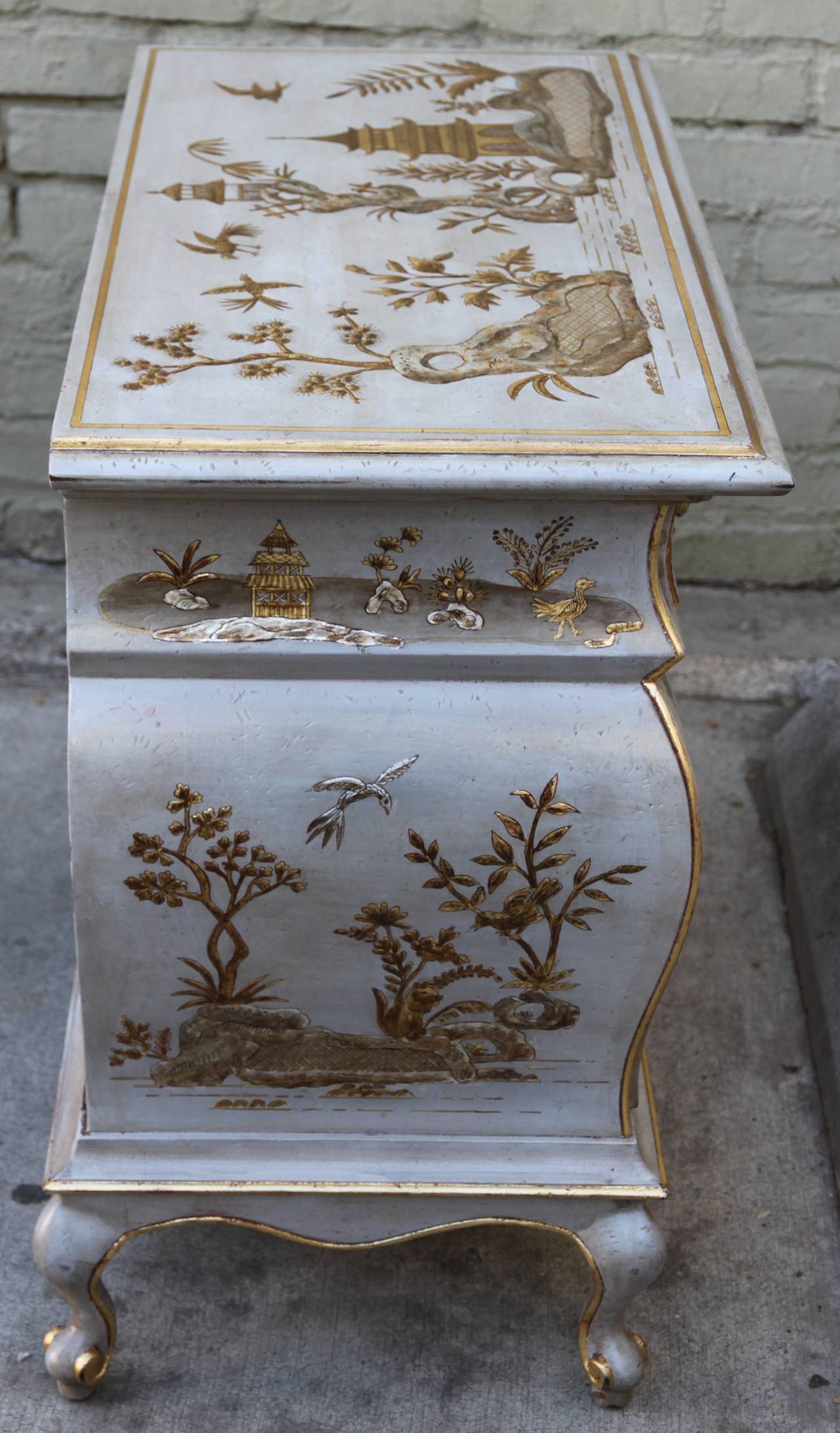 Mid-20th Century Pair of French Chinoiserie Painted Chests