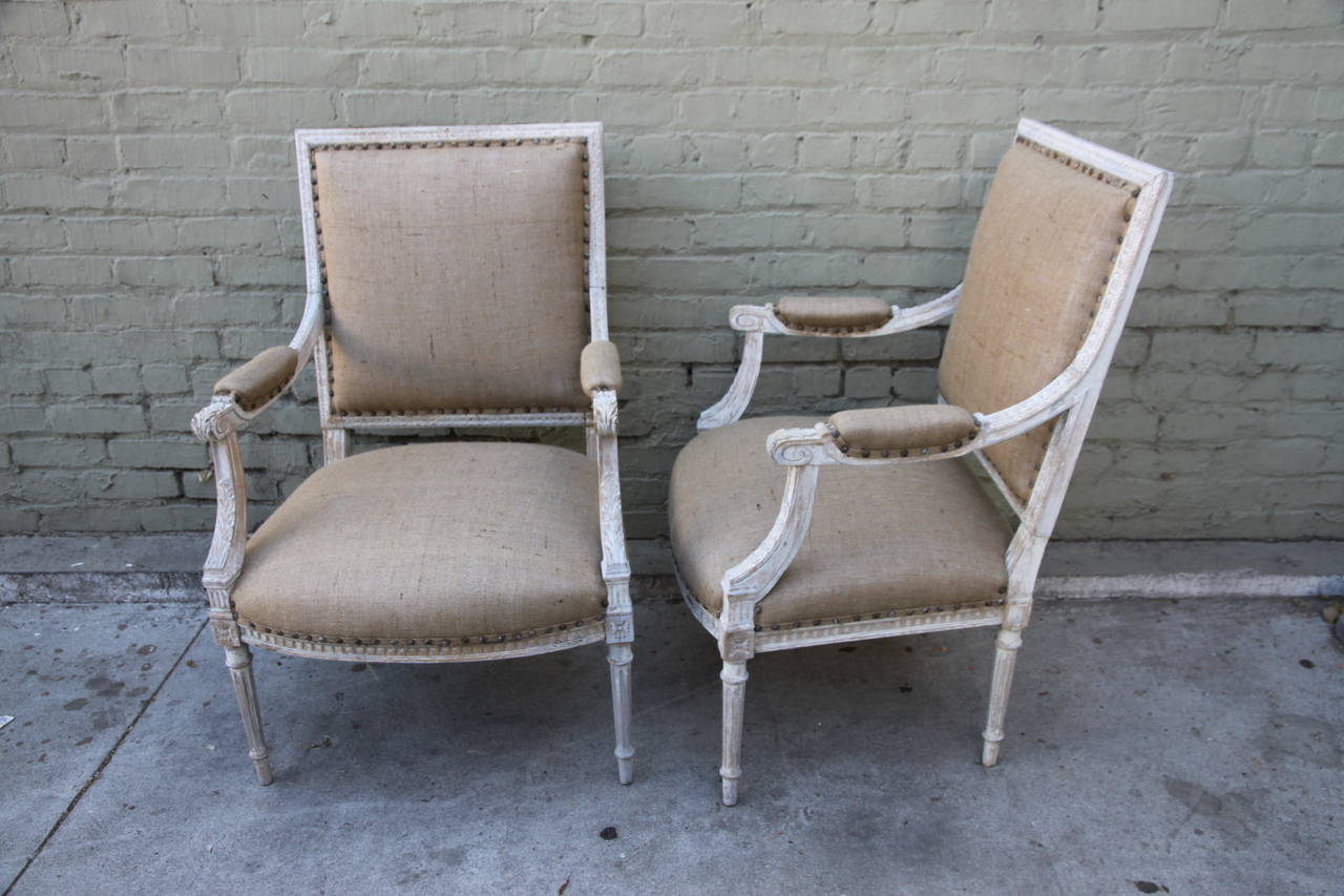 French Louis XVI Style Painted Armchairs