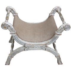 Vintage Carved Italian Silver Leaf Bench