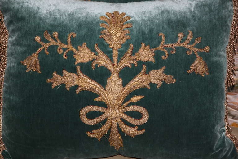 Rococo Italian Appliqued Velvet Pillow