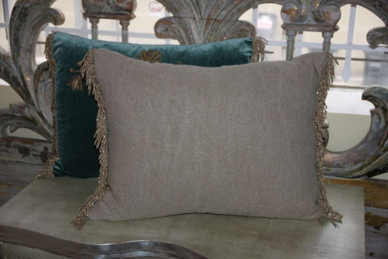 19th Century Italian Appliqued Velvet Pillow