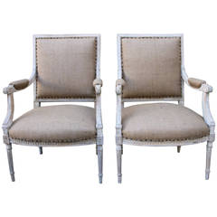 Louis XVI Style Painted Armchairs