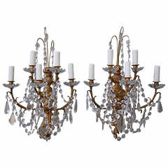 19th Century French Crystal Sconces