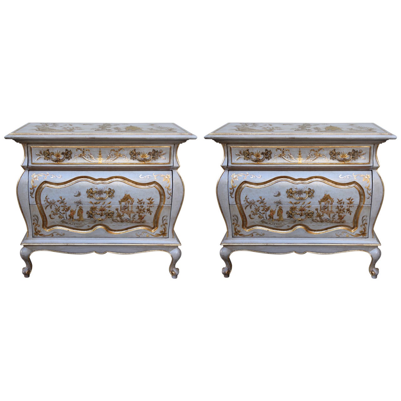 Pair of French Chinoiserie Painted Chests