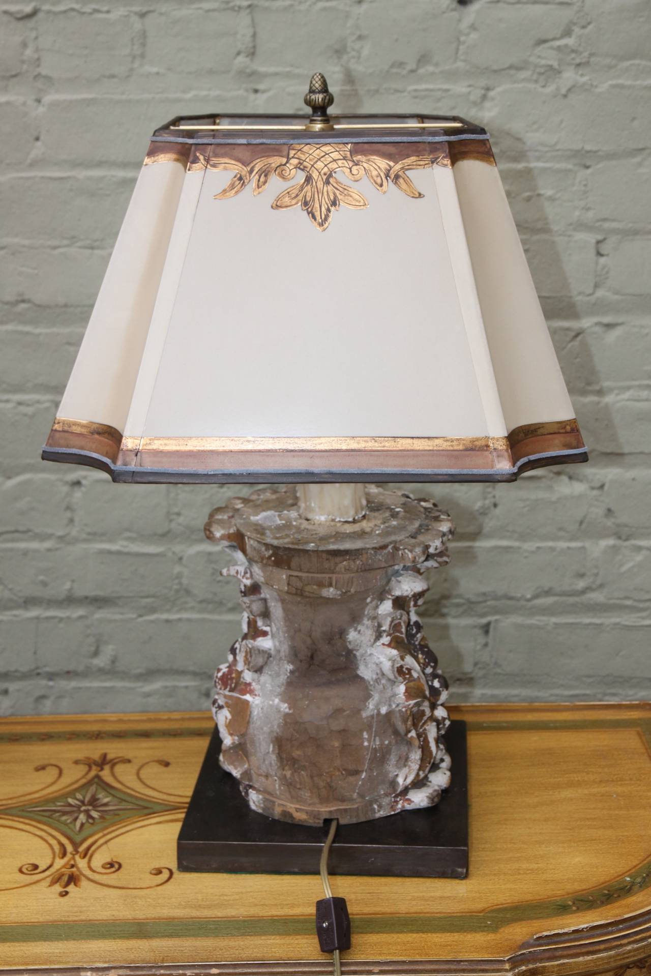 19th Century Pair of Italian Lamps with Parchment Shades