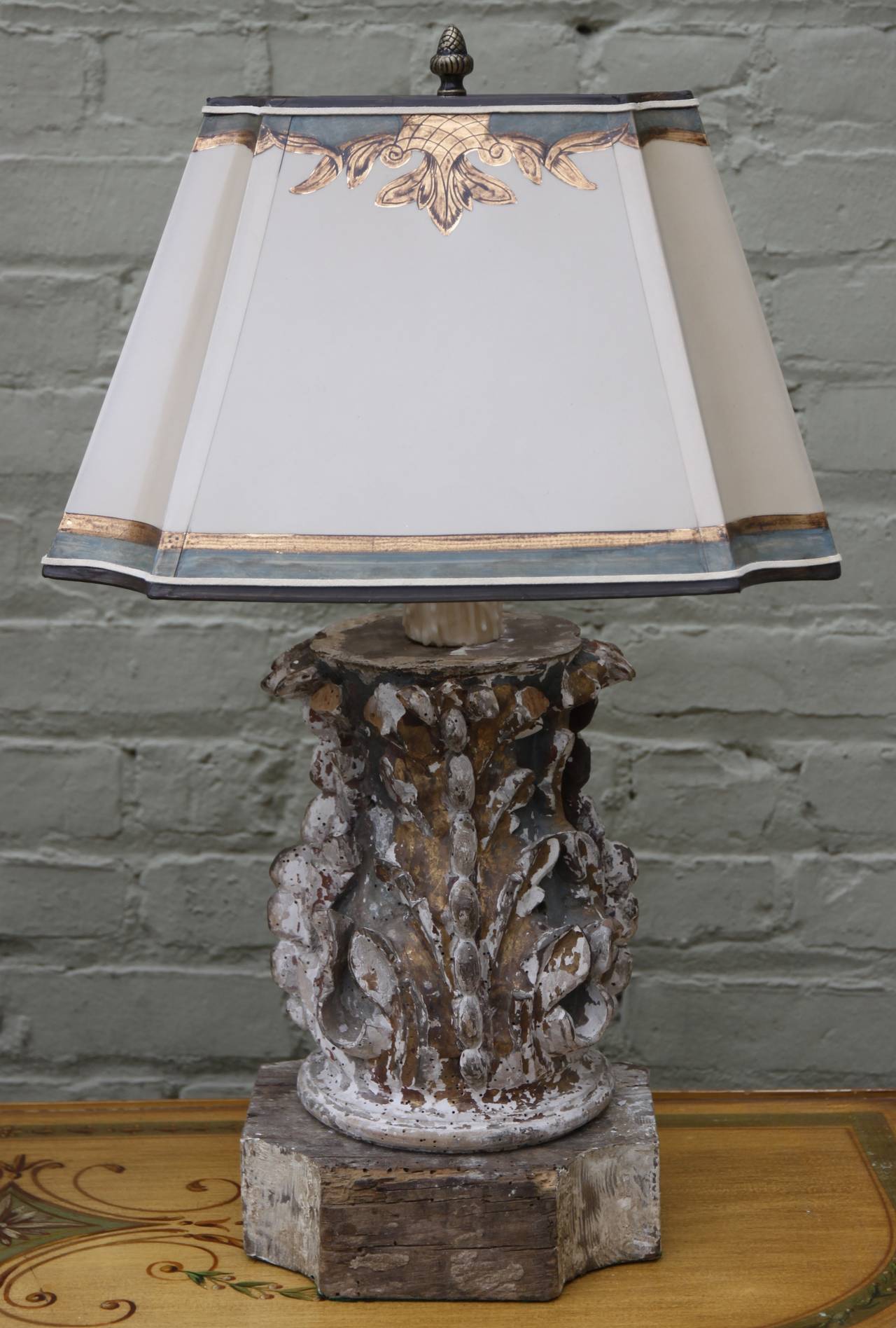 Baroque Pair of 19th Century Italian Lamps with Parchment Shades