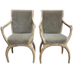 Regency Style Painted Armchairs, Pair