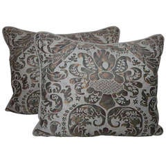Pair of Unique Vintage Fortuny Textile Pillows