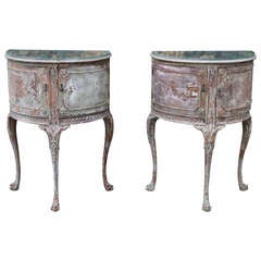Pair of Petite Tables with Storage and Mirrored Tops