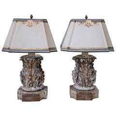 Pair of 19th Century Italian Lamps with Parchment Shades
