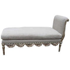 Louis XV Style Carved Painted Chaise