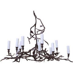 (14)  Light Wrought Iron Twig Chandelier