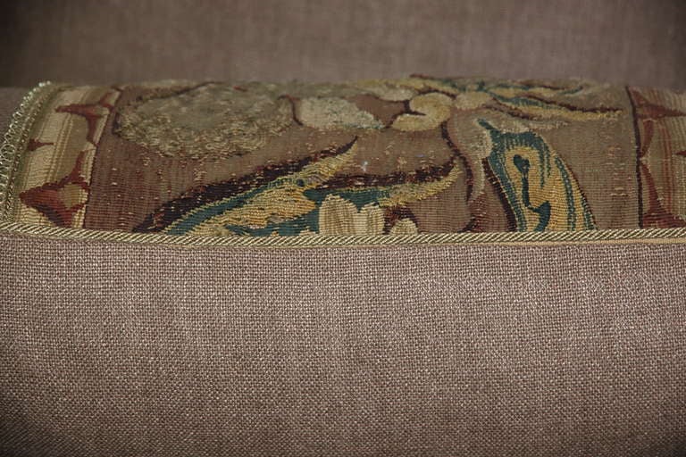 Linen Pair of 18th Century Cherub Tapestry Pillows