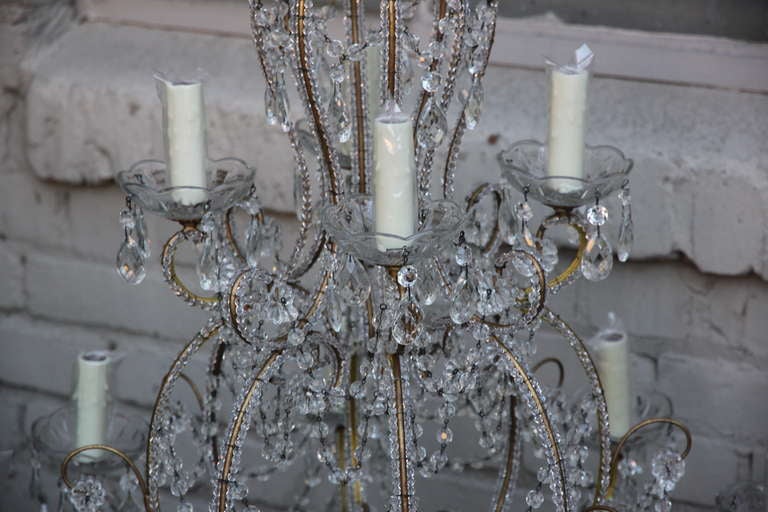20th Century Two-Tiered Beaded Crystal Chandelier