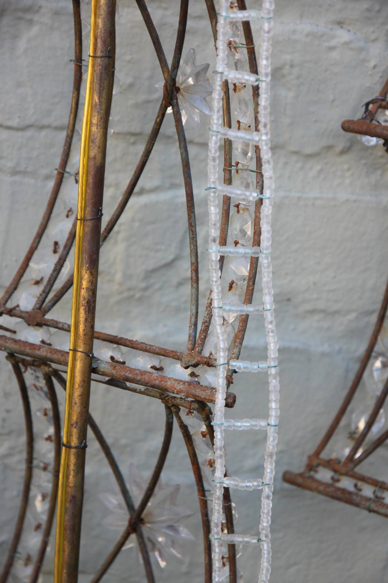 Crystal Beaded Ship Chandelier, circa 1930s In Excellent Condition In Los Angeles, CA