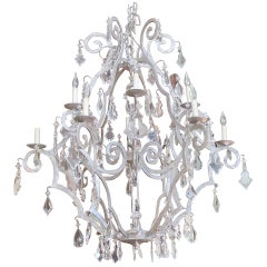 Monumental Silver Gilt Crystal Chandelier