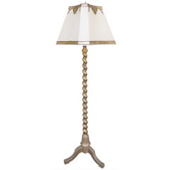 Carved 22K Gold Leaf Standing Lamps with Parchment Shade