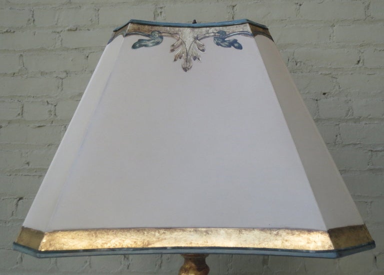 Standing Lamp, Carved 22K Gold Leaf Italian