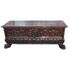 Italian Baroque Carved Walnut Cassone 1